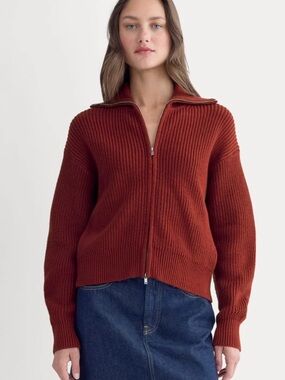 Everlane NWT The Full-Zip Sweater in Everyday Cotton | Merlot
